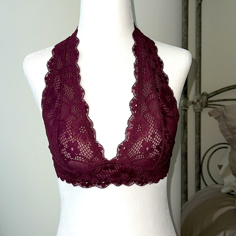 Free People Galloon Floral Lace Halter Bralette - Picture 2 of 9